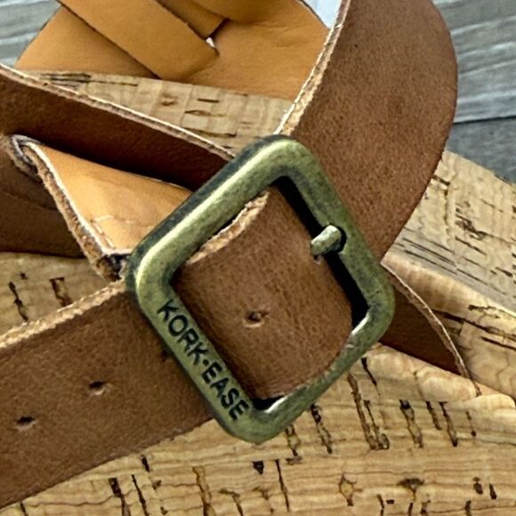 Kork-Ease Myrna 2.0 Women’s Sz 9M Brown Tan Leather Ankle Strap Wedge Sandals - Picture 11 of 12